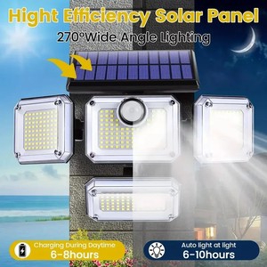 Lumière de sécurité à 4 têtes 333 LED, étanche IP65, 270 ° Lampes solaires murales à large <span class=keywords><strong>angle</strong></span> pour l'extérieur, pour la cour et le jardin - Product Image 3