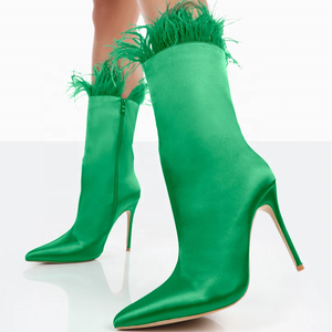 Bottes à talons hauts pour femmes, bout pointu, en fourrure douce faite à la main, nouveau design, sur mesure, grande taille 43, pour robe - Product Image 1