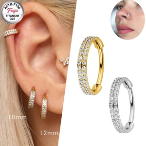 Orecchini in Titanio ASTM F136 con Zirconi a Doppio Strato, Anelli per Daith, Helix, Lobo, Anelli per Naso, Septum Clicker, Gioielli per Piercing Corporeo alla Moda - Product Image 1