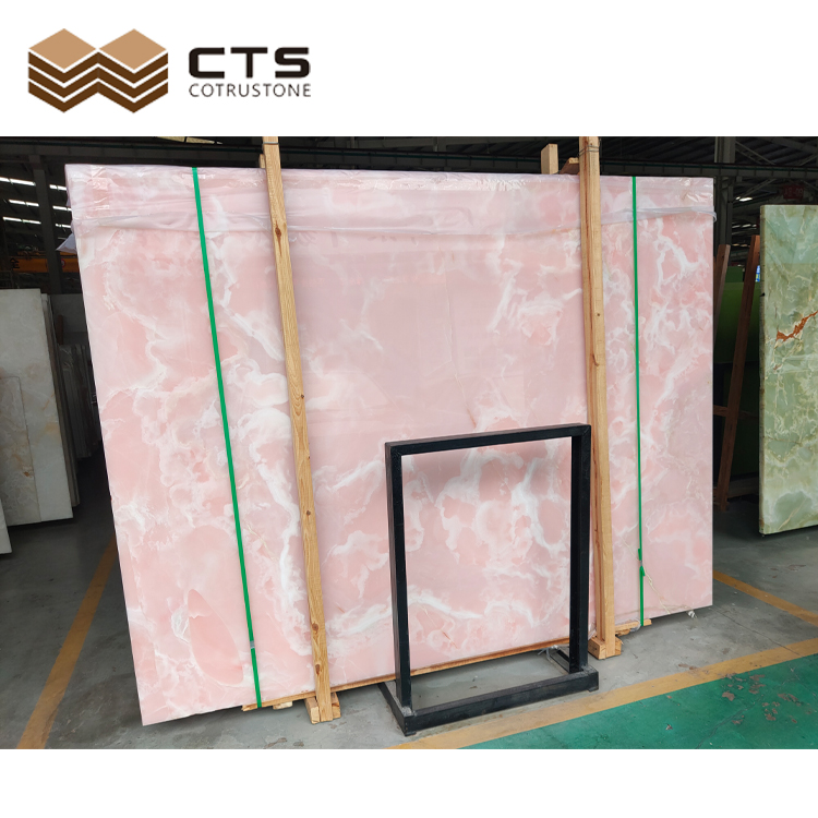 Marble Onyx Stone Pink Big Slab Graphic Design Kitchen Countertop Polished 5 Years Calcite Picture Color CN;FUJ Modern Villa CTS