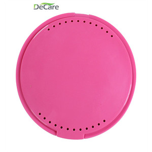 DeCare Dental Retainer Case Round <b>Plastic</b> With <b>Mirror</b> For Denture Care Blue - Product Image 2