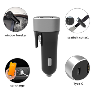 Accesorios para coche <span class=keywords><strong>3</strong></span> en 1 QC <span class=keywords><strong>3</strong></span>,0 Puertos USB duales tipo C Teléfono móvil PD 20W 27W 38W Cargador ventana Martillo cortador de cinturón de seguridad seguro - Product Image 3