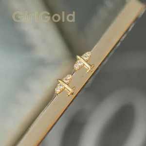 Pendientes de tuerca unisex de aleación de cobre GOL Dtutu 9K con forma de mini avión, modernos, con diamante en forma de corazón y granate, de la Universidad de Pekín, con certificación de gemas. - Product Image 5