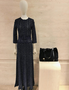Nouveautés YQ Ramadan 2026 : Ensembles décontractés pour femmes, style <span class=keywords><strong>Sandro</strong></span> français, avec fil scintillant, rayures ajourées et estampage à chaud - Product Image 3