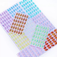Strass en verre cristal néon colorés en forme de goutte, à dos plat, à coudre, pour DIY, mariage, nail art, vêtements, chaussures, décoratifs