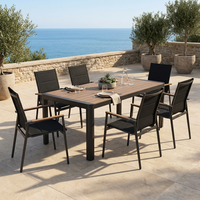 Table de salle à manger extensible en aluminium pour l'extérieur, plateau en panneau SPC, table extensible pour patio, jardin, cour, terrasse