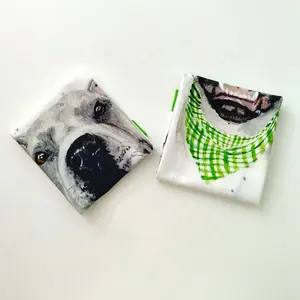 Toalha de Chá de Cozinha e Branco Check Scarf Dog Design Print 100% Algodão Alta Qualidade 50*70 CM Tecido de Algodão Verde Tea Towel