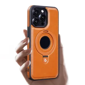 Funda de teléfono magnética fuerte con soporte Invisible de diseño de negocios para iPhone 15 Plus 12 13 14 ProMax 15, Funda de cuero PU a prueba de golpes