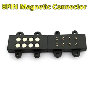 1 Par 8 Pinos Pogo Magnetic Pin Connector 8 Posições 6pin 2A Spring Loaded Header Contato 8 P para Carregar Dados Transferência cabo Sonda