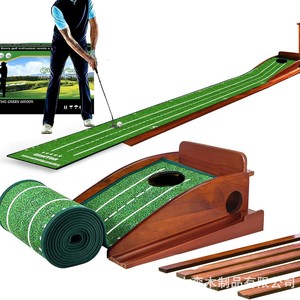 Indoor <b>Golf</b> Putting Practice Machine Solid Wood Automatic Ball Return Track Putting Pad Multi Purpose Training Tool - Product Image 1