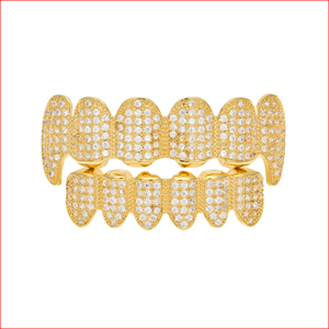 Blues Weißgold Vampir <span class=keywords><strong>Dracula</strong></span> Reißzähne oben unten JOKER GRILLZ Zähne Grills für Frauen Männer Halloween Geschenk - Product Image 5
