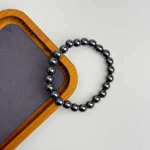 Gelang elastis batu empedu hitam trendi pria, gelang lingkaran tunggal Yoga partisi bermanik-manik 8mm untuk pesta - Product Image 4