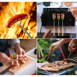 Varillas para Asar de Acero Inoxidable de Grado Alimenticio UPSILON de 32 Pulgadas para Hot Dogs, Fogatas y Braseros, Fáciles de Limpiar - Product Image 4