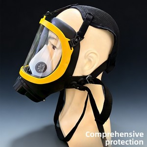 Set Masker Gas Full <span class=keywords><strong>Face</strong></span> MF14 dengan Filter A2, <span class=keywords><strong>Respirator</strong></span> Anti Uap Organik untuk Peralatan Keselamatan Kerja Cat Semprot dan Bahan Kimia - Product Image 4