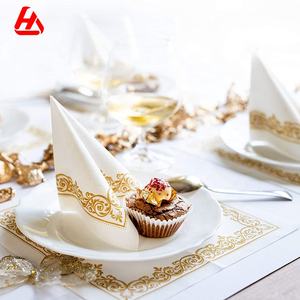 Белые с золотом Цветочные бумажные Коктейльные салфетки Airlaid для свадебного приема - Product Image 4