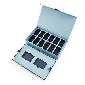 Schwarzes Luxus-Geschenk paket Karton Hautpflege Perücke Haar verlängerung Magnetische Verpackungs boxen mit Band Seide