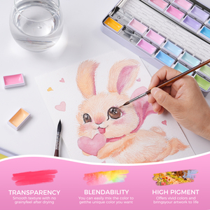 Peintures à l'<span class=keywords><strong>aquarelle</strong></span> semi-humides Macaron 24 couleurs Fontainebleau, godets détachables, peintures <span class=keywords><strong>pastel</strong></span> aquarelles - Product Image 6