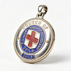 Médaille de la Gilde des Femmes de l'Église d'Écosse, en émail dur plaqué argent, breloque religieuse circulaire - Product Image 3