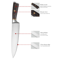 Couteau de Chef Professionnel de Luxe en Acier Inoxydable à Haute Teneur en Carbone, Écologique, Lame Extra Tranchante, Poignée Réglable, Manche en Bois