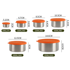 Recipientes de Almacenamiento de Alimentos de Grado Alimenticio Premium, Juego de 6 Loncheras Bento de Acero Inoxidable con Tapa de Silicona para Adultos - Product Image 2