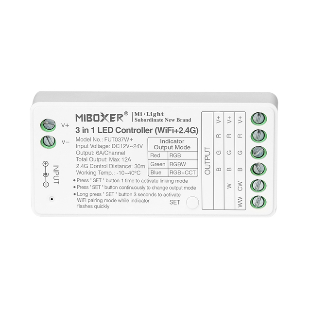 Smart App Control FUT037W+ DC24V 12A 3 in 1 LED Controller for RGB RGBW RGBCCT LED Light