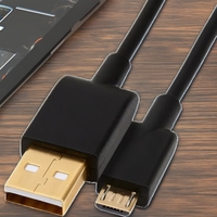 Kabel Pengisian Cepat USB 2.0 A-Male ke Micro B 3A 10 Kaki Hitam