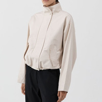 Veste coupe-vent surdimensionnée à col montant pour femme, en polyester et nylon, avec poches, fermeture éclair, design personnalisé, vente en gros