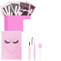 YIDUO Kit de Cils Semi-Faits Main 4 Styles 60D-150D Tiges en Coton Noir Volumineux Effet Naturel D-Curly 10-18mm Extensions de Cils DIY