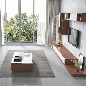 2023 bán chạy nhất quả óc chó và trắng MDF Bảng điều chỉnh 65 inch Bàn cà phê và <span class=keywords><strong>TV</strong></span> tủ đứng Set <span class=keywords><strong>TV</strong></span> bảng - Product Image 5