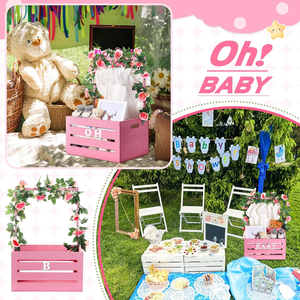 Cestino in legno Baby Shower cesta armadio con manico e ghirlanda custodia cesto regalo per ragazze <span class=keywords><strong>nome</strong></span> personalizzato - Product Image 3