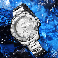 Montre à quartz pour homme, style mécanique, bracelet en acier inoxydable doré, double calendrier, aiguilles lumineuses, étanche, montre-bracelet de luxe pour affaires