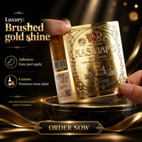 Étiquette de boisson personnalisée en feuille d'or gaufrée, autocollante, en PET, pour bouteilles de vin, whisky, bière, café - Imperméable