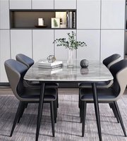 Ensemble de table à manger au design moderne, 4 à 6 chaises, table rectangulaire en pierre frittée, ensemble de table à manger moderne
