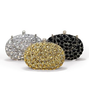 Bolso de Mano Ovalado con Diamantes Grandes para Mujer, Bolso de Fiesta, Bolso de Noche con Pedrería - Product Image 1