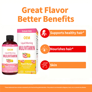 Mélange de multivitamines liquides sans sucre OEM, saveur pêche mangue, nutriments essentiels, 6 vitamines <span class=keywords><strong>B</strong></span> + biotine pour le bien-être et la vitalité - Product Image 3