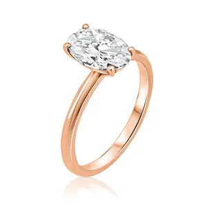 La maggior parte delle vendite 14k oro IGI certificato ovale laboratorio creato solitario diamante anello di nozze per le donne dall'India alla quantità all'ingrosso