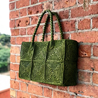 Sac fourre-tout bohème au crochet, couleur unie, sac à main pour femme, toutes saisons, sac de shopping, doublure en polyester, fermeture personnalisée, 30x20x10cm