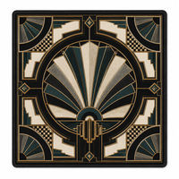 Tapis de jeu de mahjong en néoprène 3 mm style Art Déco, motif éventail imprimé, pour la maison, les clubs, les tournois, les fêtes, les cadeaux et les jeux de table