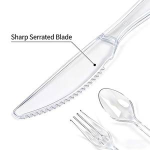 Vaisselle jetable à <span class=keywords><strong>emporter</strong></span>, couverts, ustensiles, couteau, cuillère et fourchette en plastique, couleur transparente - Product Image 3