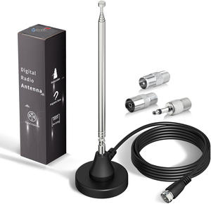 Connecteur de type F <span class=keywords><strong>Antenne</strong></span> de remplacement de radio DAB pour récepteur de radio <span class=keywords><strong>TV</strong></span> AM FM <span class=keywords><strong>TV</strong></span> télescopique à 7 sections avec <span class=keywords><strong>antenne</strong></span> à base magnétique - Product Image 1