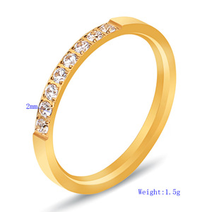 Anillo de Diamantes para Mujer, Chapado en Oro de 18K, Corte Brillante Redondo, Una Hilera de 2 mm, Acero Inoxidable, Joyería para Uso Diario - Product Image 5