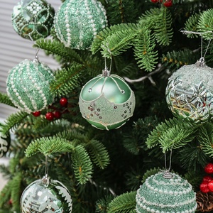 Luxury Handmade High Quality 8CM Plastic & Foam Sticky Powder Christmas Ball Hanging Home Decoration for Holiday Wedding Party - Product Image 1