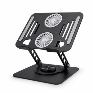 Metal Tablet PC <b>Laptop</b> Stand 360 Rotation Portable Folding <b>Table</b> with Two Heat Dissipation Fans <b>Adjustable</b> - Product Image 1
