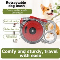 Laisse rétractable transparente pour chien, laisse en nylon réfléchissante de 3 m pour petits chiens et chats