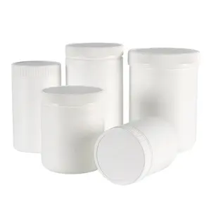 पाउडर पैकेजिंग के लिए कंटेनर सफेद एचडीपीई प्लास्टिक जार प्रोटीन पाउडर पैकेजिंग डिब्बे ढक्कन चौड़े मुंह वाली पैकर बोतल के साथ