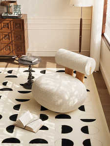 Sofá Individual Moderno de Lujo Ligero Estilo Crema, Sillón Simple de Lana de Cordero con Diseño de Hipopótamo para Dormitorio, Sala de Estar, Sofá de Celebridad de Internet - Product Image 4