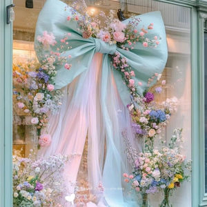 Fatto a mano bella maglia trasparente fiocco sovradimensionato creativo finestra appeso foto Art ornamenti per la laurea chiaro stile Chen - Product Image 1