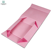 Boîte cadeau en carton rigide pliable rose avec poignée magnétique, logo personnalisé, vente en gros, écologique, luxe, gaufrage, emballage pour vêtements