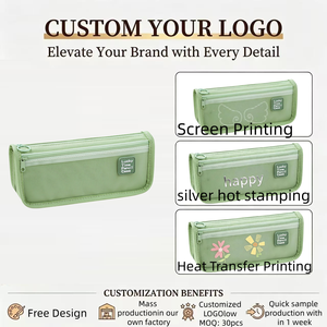Estuche de Lápices Personalizado con Logotipo para Niños y Estudiantes, Bolsa de Papelerí<span class=keywords><strong>a</strong></span> de Gran Capacidad, Bolsa de Lápices Impermeable de Lona Oxford para la Escuela y la Oficina - Product Image 2