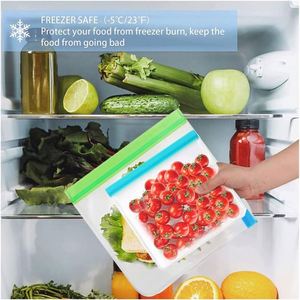 Sacs de conservation alimentaire réutilisables sans BPA, sacs plats pour congélateur pour viande, fruits, légumes, lavables au lave-vaisselle, sacs pour sandwichs et collations - Product Image 3